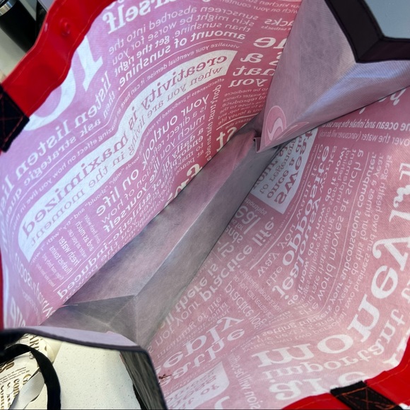 USED-Lululemon Large Reusable Shopping Bag-Motivational Messages-Black White Red - Picture 4 of 9